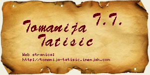 Tomanija Tatišić vizit kartica